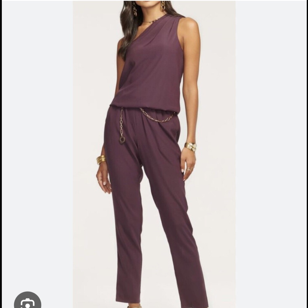 Ramy Brook Lulu Silk One Shoulder Jumpsuit in Sangria NWT